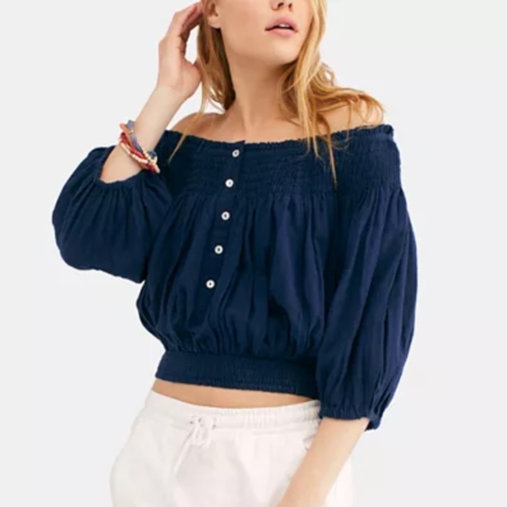 SOLD Free People Smocked Off-the-Shoulder Top